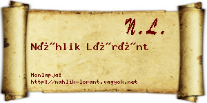 Náhlik Lóránt névjegykártya