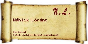 Náhlik Lóránt névjegykártya